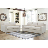 Plushy 2 Seater Sofa Fabric Uplholstered Lounge Couch - Stone