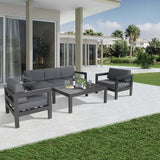 Outie 3pc Set 1+1+3 Seater Outdoor Sofa Lounge Aluminium Frame Charcoal