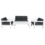 Outie 4pc Set 1+1+2 Seater Outdoor Sofa Lounge Coffee Table Aluminium White