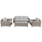 Sophy 3+1+1 Seater Wicker Rattan Outdoor Sofa Set Coffee Side Table Chair Lounge