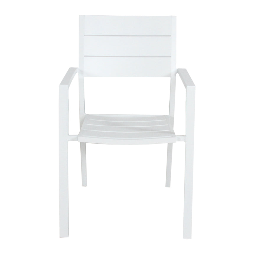 Percy 2pc Set Outdoor Dining Table Chair Aluminium Frame White