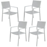 Percy 4pc Set Outdoor Dining Table Chair Aluminium Frame White