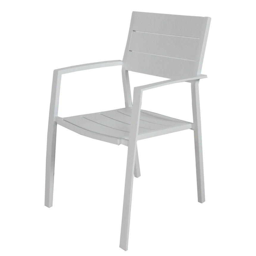 Percy 6pc Set Outdoor Dining Table Chair Aluminium Frame White