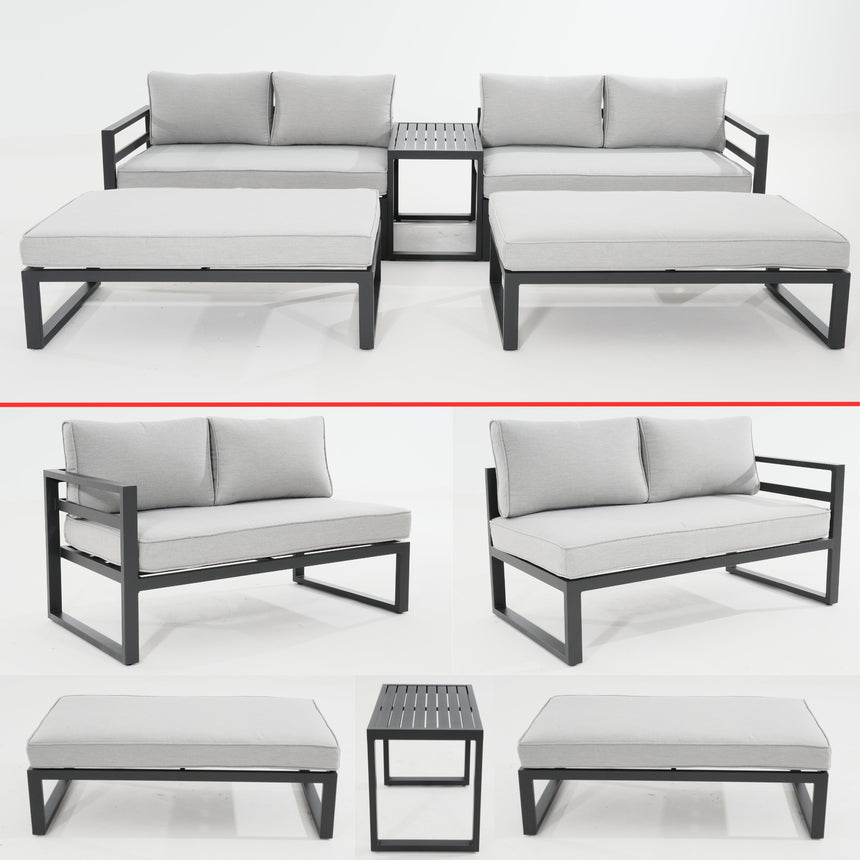 Skye 5pc Outdoor Sofa Set Coffee Side Table Modular Aluminium Frame