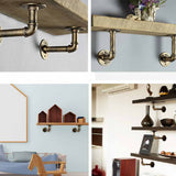 4PCS Pipe Floating Shelf Bracket Industrial Pipe Shelf Bracket Mounting Bracket Storage Racks Decor Bronze