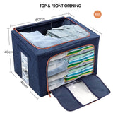 100L Cloth Storage Box Closet Organizer Storage Bags Clothes Storage Bags Wardrobe Organizer Idea Grey Blue