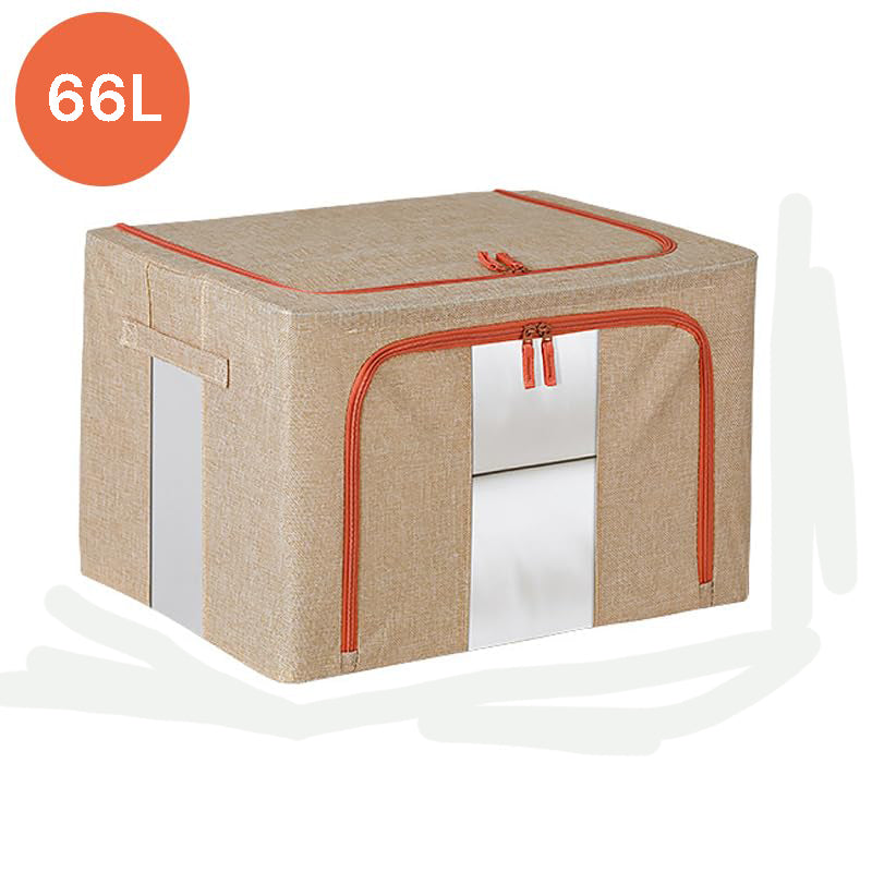 66L Cloth Storage Box Closet Organizer Storage Bags Clothes Storage Bags Wardrobe Organizer Idea CREAM