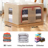 66L Cloth Storage Box Closet Organizer Storage Bags Clothes Storage Bags Wardrobe Organizer Idea CREAM