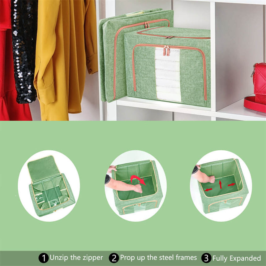 100L Cloth Storage Box Closet Organizer Storage Bags Clothes Storage Bags Wardrobe Organizer Idea GREEN