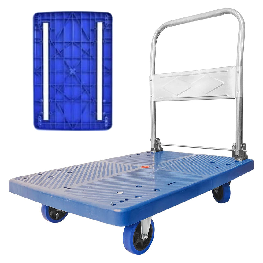 300kg Foldable Warehouse Platform Trolley Truck Dolly Platform Cart Swivel Wheels Moving Cart Flatbed