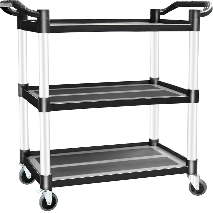 3 Tier Large Service Food Cart Restaurant Trolley Utility Cart Kitchen Catering Shelf Storage