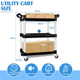 3 Tier Large Service Food Cart Restaurant Trolley Utility Cart Kitchen Catering Shelf Storage