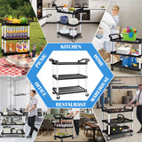 3 Tier Large Service Food Cart Restaurant Trolley Utility Cart Kitchen Catering Shelf Storage