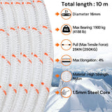 16mm 10m Safety Climbing Rope Nylon Rock Static Outdoor Boat Anchor Marine Rope Dock Lines Rope