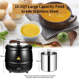 10L Restaurant Electric Buffet Food Warmer Commercial Food Warmers Soup Warmer Black