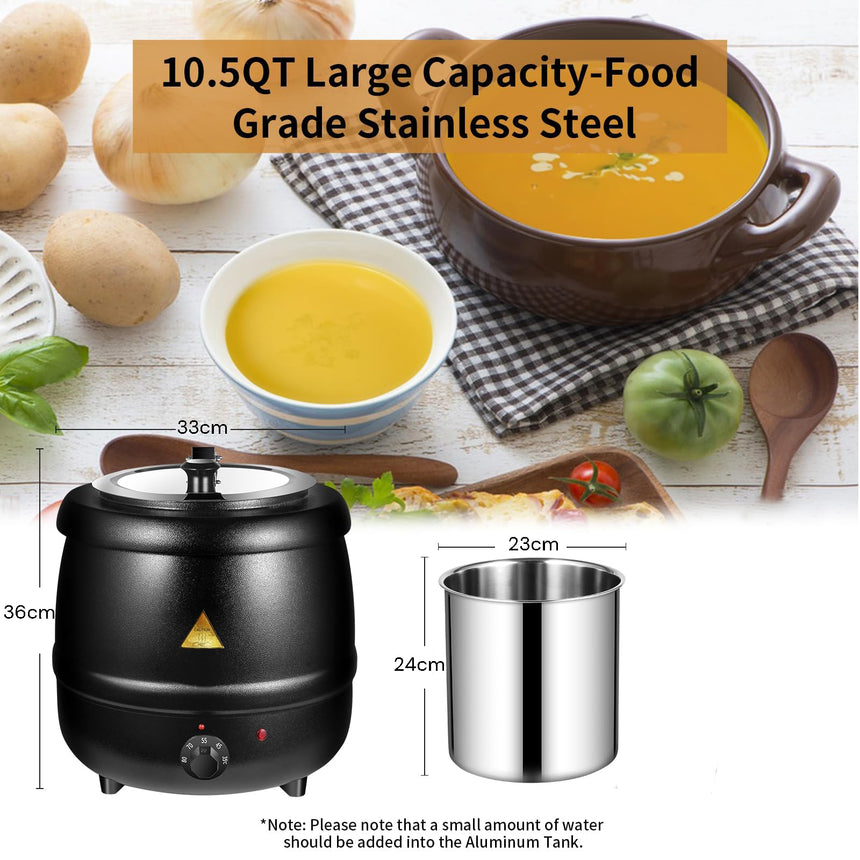 10L Restaurant Electric Buffet Food Warmer Commercial Food Warmers Soup Warmer Black