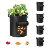 5-Pack 10 Gallons Plant Grow Bag Potato Container Pots with Handles Garden Planter Black