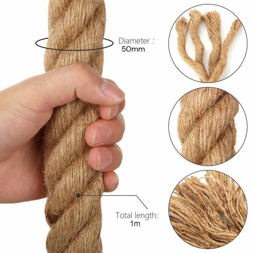 1m Sisal 50mm Rope Natural Twine Cord Thick Jute Hemp Manila  Crafting Home Decor