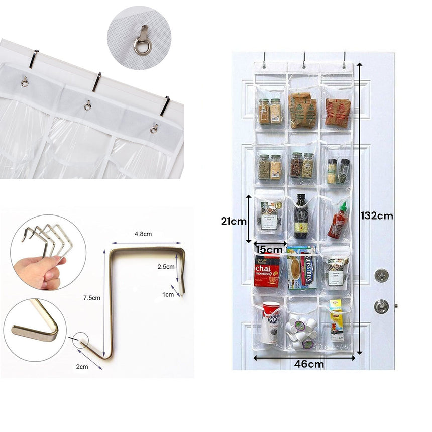 15 Pockets Over The Door Rack Hanging Kitchen Organizer Pantry Organizer Shoe Storage