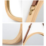 Full Length Bathroom Wall Mount Hanging Bamboo Frame Mirror Adjustable Strap Wall Mirror Home Decor