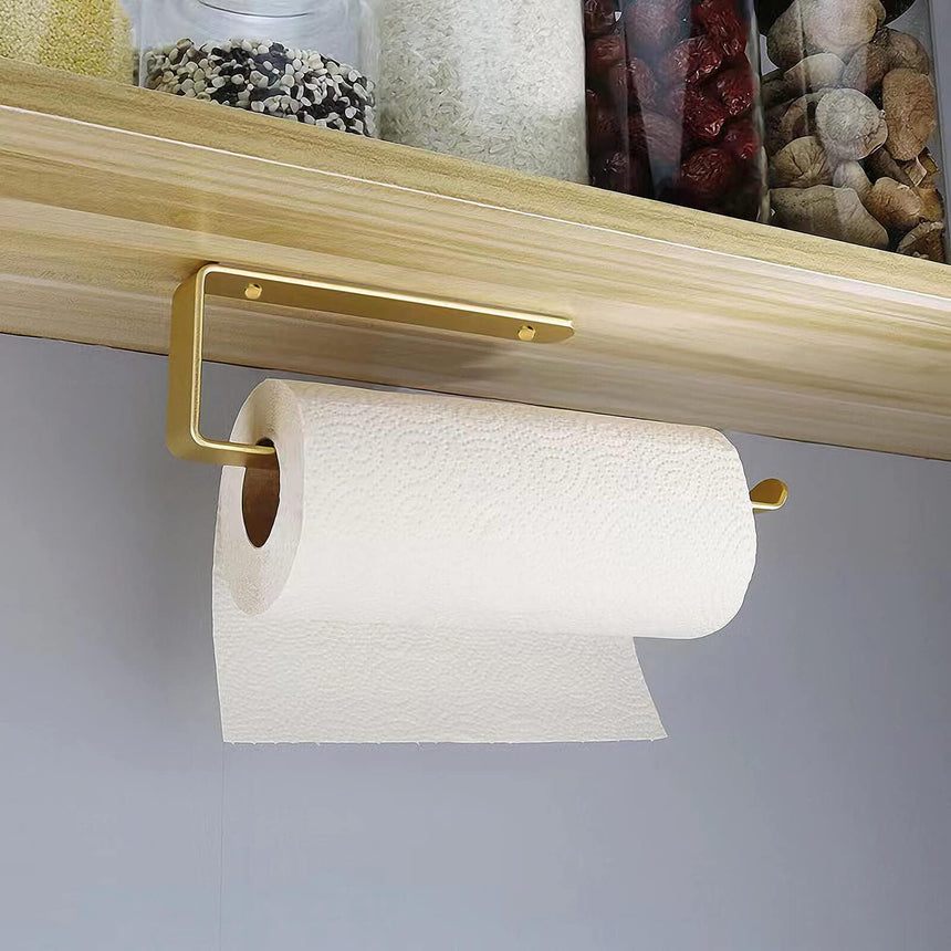 Gold Kitchen Bathroom Paper Holder Towel Holder Self Adhesive or Screw Mount 31cm