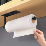 Kitchen Paper Holder Under Cabinet Wall Mount Adhesive Paper Towel Holder Rectangle Black