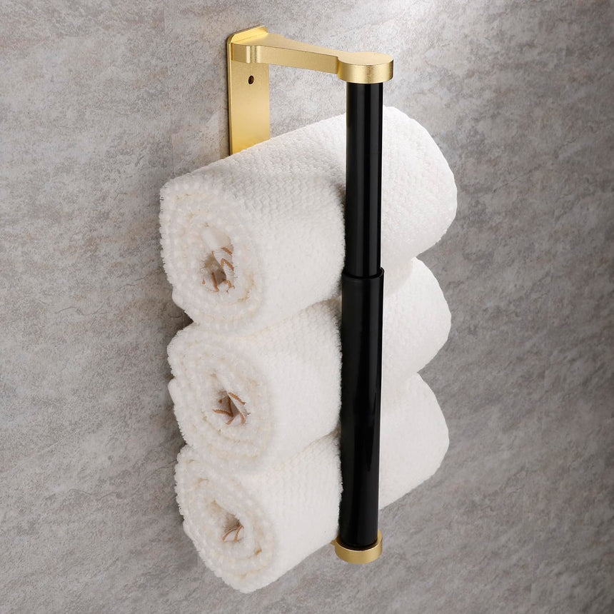 Kitchen Paper Holder Under Cabinet Screw Wall Mount Adhesive Paper Towel Holder Rectangle Gold