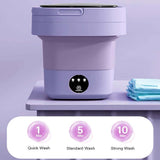 Mini 8L Portable Foldable Washing Machine Washer for Underwear Baby Clothes Camping Travel Purple