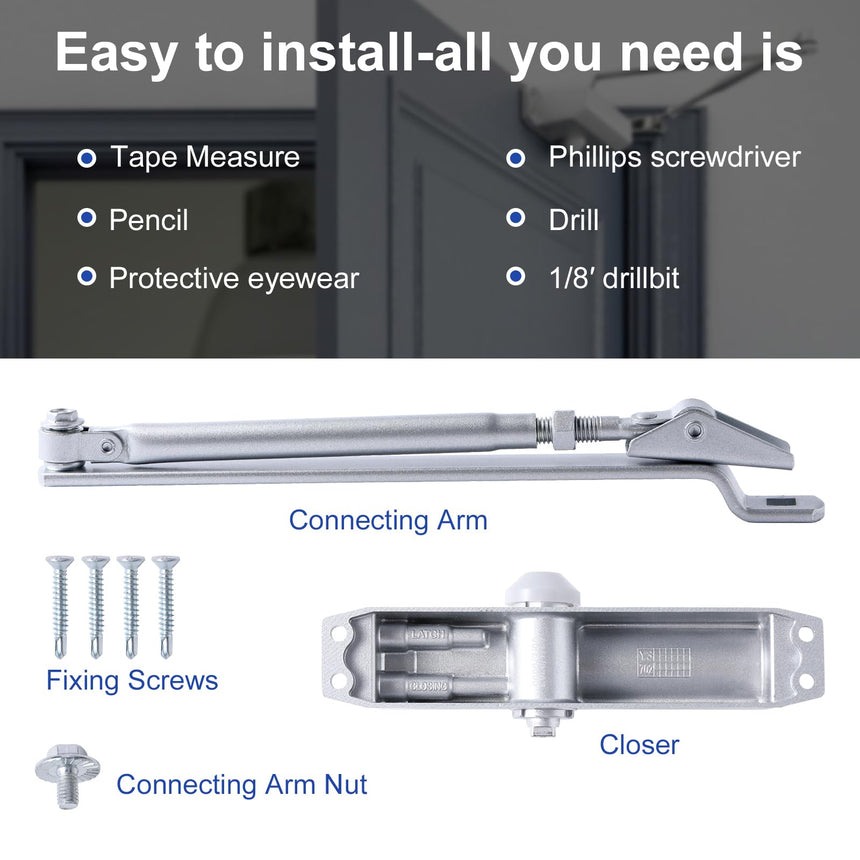 Auto Commercial Door Closers Hydraulic Door Closer for Home  Commercial Door 45-60kg