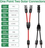 1 Pair Solar Connector Y Branch Parallel Adapter Cable Solar Panel Connectors Wire Plug Solar Panel