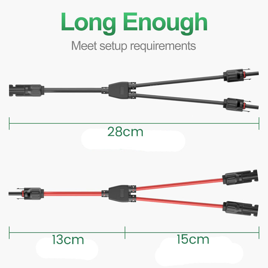 1 Pair Solar Connector Y Branch Parallel Adapter Cable Solar Panel Connectors Wire Plug Solar Panel