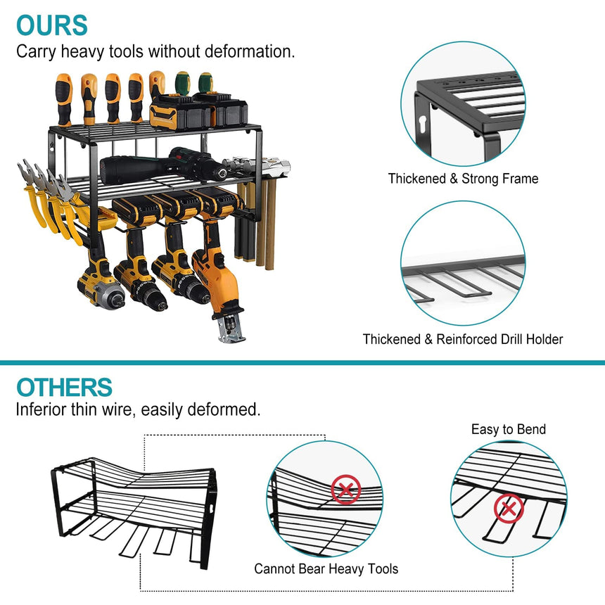 40cm Power Tool Organizer 4 Layers Garage Tool Storage Rack Workshop Tool Shelf Drill Pliers Hammer Rack