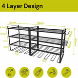 Large Power Tool Organizer 4 Layers Garage Tool Storage Rack Workshop Tool Shelf Drill Pliers Hammer Rack