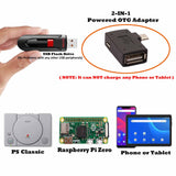 2-in-1 Powered Micro USB OTG Adapter Right Angled PlayStaion Classic Chromecast Android Phone Tablet