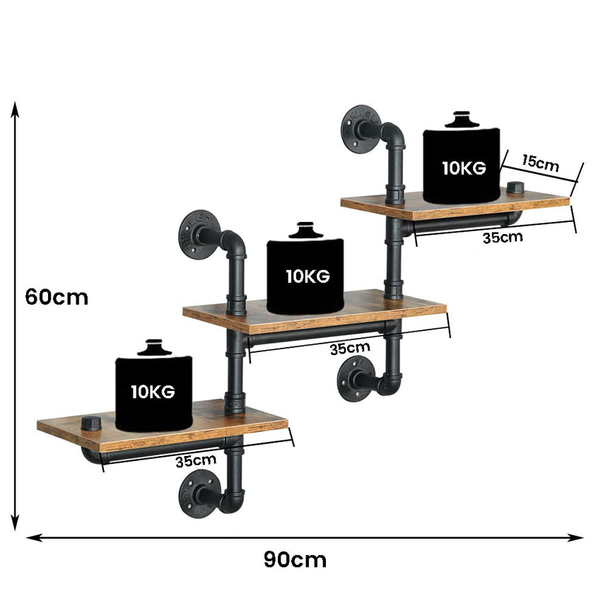 Industrial Pipe Shelving Pipe Shelves Wall Mounted Decor Floating Shelves Retro Rustic Shelf for Bar Kitchen Living Room