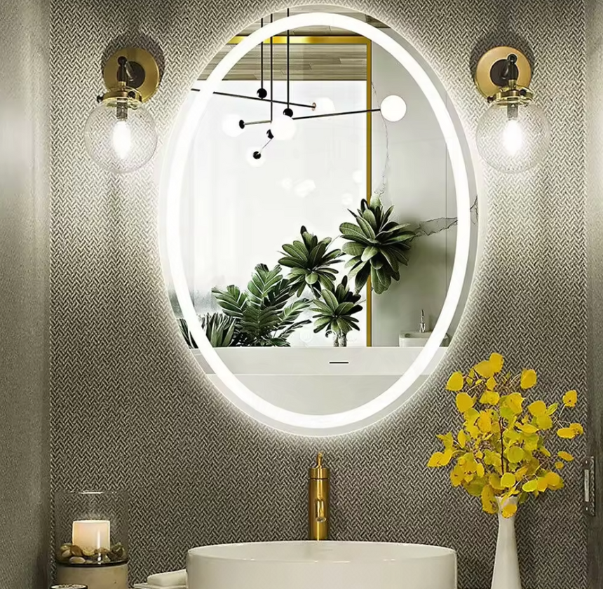 Interior Ave - LED Oval Frameless Salon / Bathroom Wall Mirror - 60 x 80cm