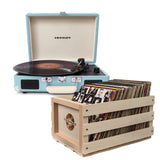 Crosley Cruiser Bluetooth Portable Turntable - Turquoise + Bundled Crosley Record Storage Crate