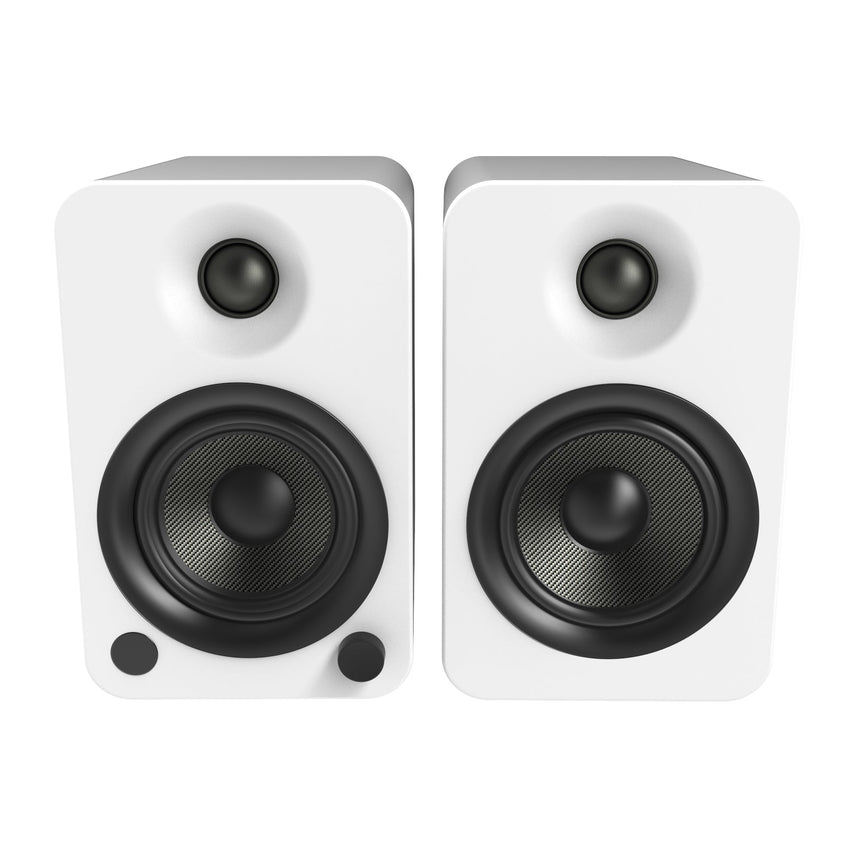 Kanto YU4 140W Powered Bookshelf Speakers with Bluetooth and Phono Preamp - Pair, Matte White with S4W White Stand Bundle