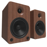 Kanto YU6 200W Powered Bookshelf Speakers with Bluetooth and Phono Preamp - Pair, Walnut with SX26 Black Stand Bundle