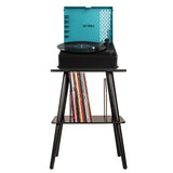 Victrola Revolution Go Turntable - Blue + Entertainment Stand Bundle - Black