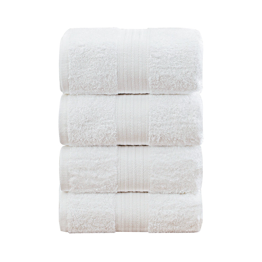 Linenland 4 Piece Cotton Bath Towels Set - White