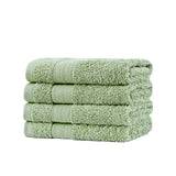 Linenland Bath Towel Set - 4 Piece Cotton Washcloths - Sage Green