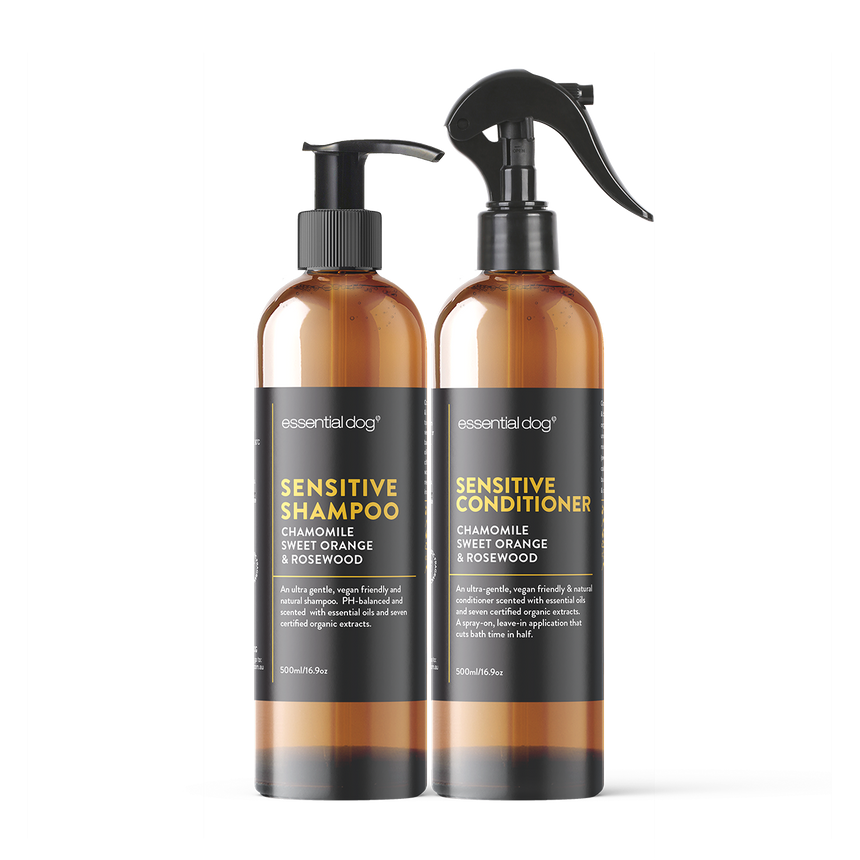 Natural Sensitive Dog Shampoo & Conditioner 2 Pack (Chamomile, Sweet Orange & Rosewood)