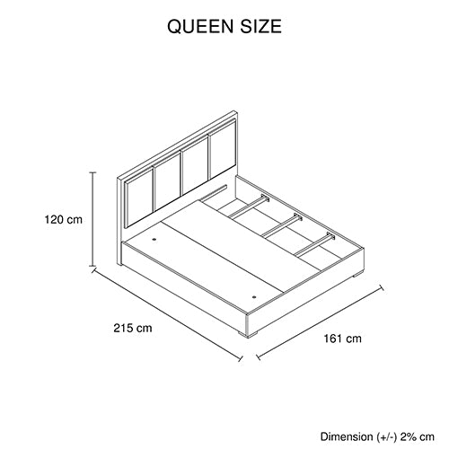 Queen 4 Pcs Bedroom Suite with Dresser Fabric Upholstery MDF Combination of Black & Cement Colour