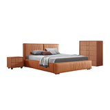 Louis 4pc Queen Bedroom Suite MDF With PU Leather Wooden Legs