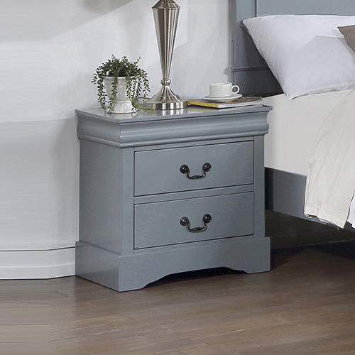 4 Pieces Bedroom Suite in Solid Wood & MDF King Size Grey Colour Bed, Bedside Table & Tallboy