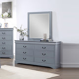 5 Pieces Bedroom Suite in Solid Wood & MDF King Size Grey Colour Bed, Bedside Table, Dresser & Tallboy