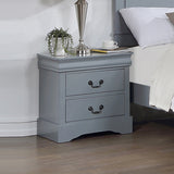 5 Pieces Bedroom Suite in Solid Wood & MDF Queen Size Grey Colour Bed, Bedside Table, Dresser & Tallboy