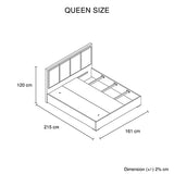 Queen Bed Frame Fabric Upholstery MDF in Cement Colour