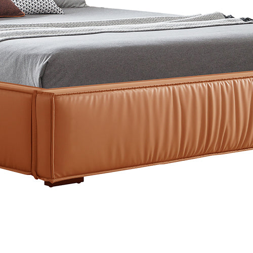 Louis Queen Bed Frame PU leather KD Slat in Wooden Legs